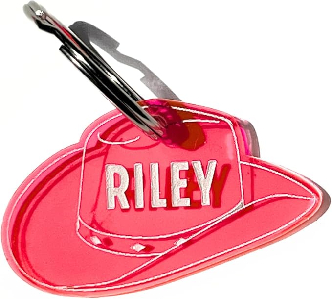 Personalized Pet ID Name Tag Charm – Custom Engraved Contact Information – Acrylic Collar Pendant w/Stainless Steel Ring for Harnesses – Lightweight for Dogs Cats (Wavy, Pastel Yellow)