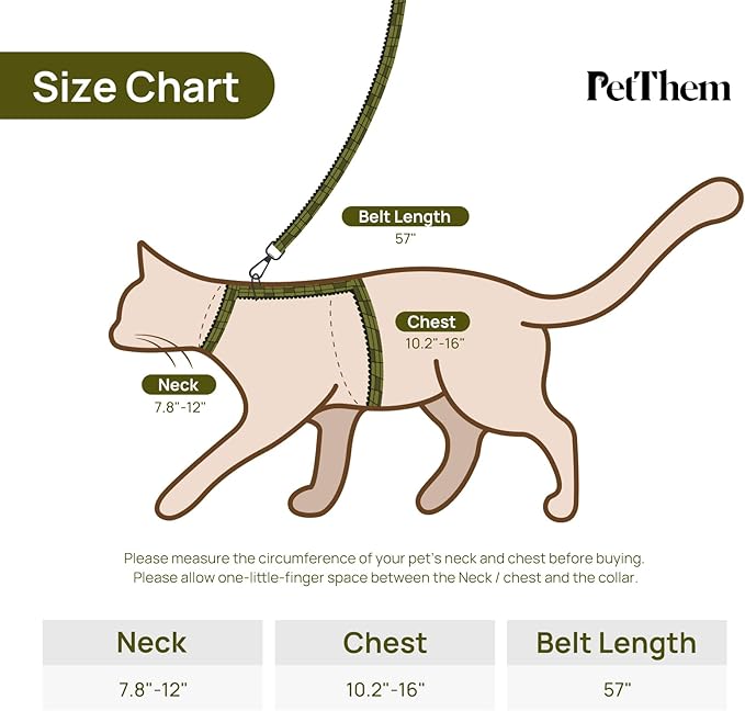Cat Harness and Leash Set - Escape Proof Adjustable Cat Harness, Comfortable Soft Lightweight, Use Safe & Easy, Walking Travel Kitten Harness for Small Medium Large Cats (Green Growling Crocodile)