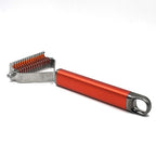 Warren London Undercoat Rake Brush for Dogs and Cats - Premium Deshedding Tool for Long Haired Pets - Skin Friendly Dematting Comb for Professional Grooming Results at Home