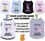 Custom Dog Birthday Shirt,Personalized Pet Apparel Print with Name Age Number,Pet Birthday Outfit,Lightweight Breathable Cotton Vest for Small Medium Large Dogs Cat (Black, 7X-Large)