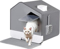 Extra Large Enclosed Cat Litter Box with Mat and Litter Scoop, Odorless Toilet Anti-Splashing Kitty Litter Pan Covered Hooded Cat Box