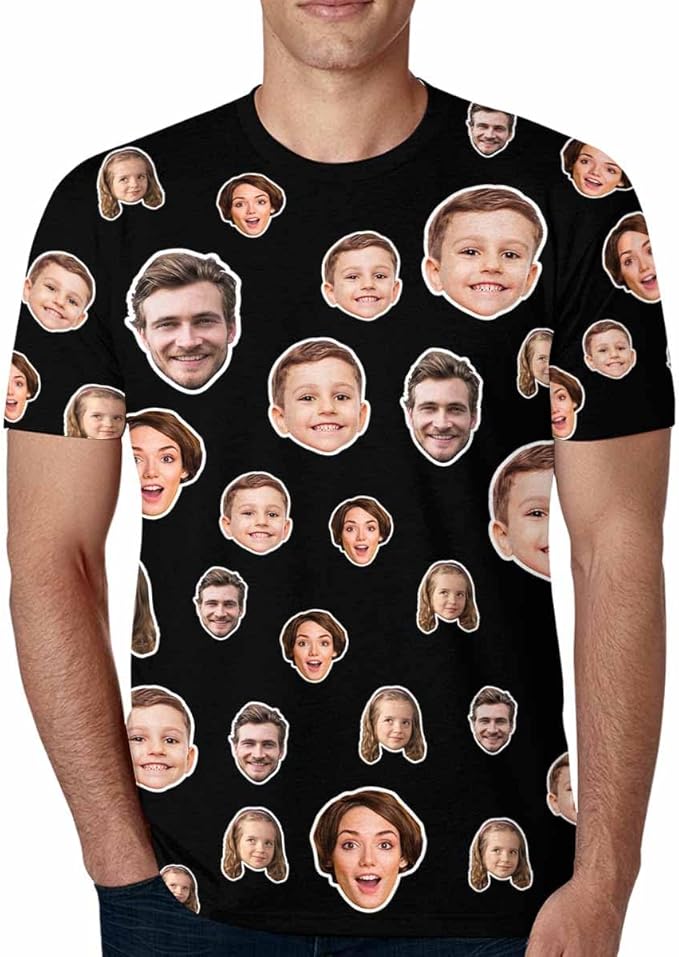 M YESCUSTOM Custom Funny Tshirts for Men Women Personalized Face Tshirt with Picture Customized Tee Gift for Dad Mom Husband