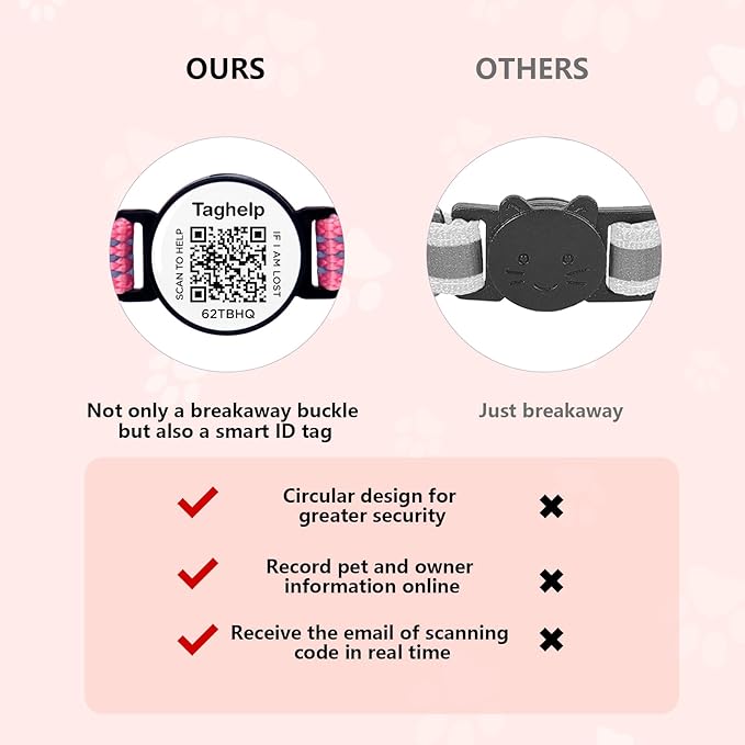 Reflective-Breakaway Cat Collars with Bells with QR Code Name Tag, Cat ID Tag Personalized,Adjustable Small,Ideal for Girl Cats Male Cats Kittens Puppies (Black B,Collar Only)