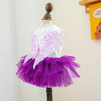 Fashion Sweet Puppy Dog Blingbling Princess Skirt Pet Dog Lace Cake Camisole Tutu Dress B-Purple M