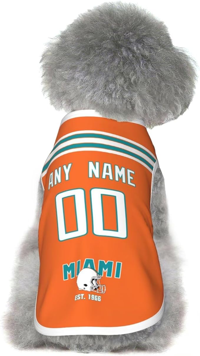 Miami Dog Clothes Jersey Pet Jersey Customized Any Name & Number S-5XL for Small Middle and Big Dogs