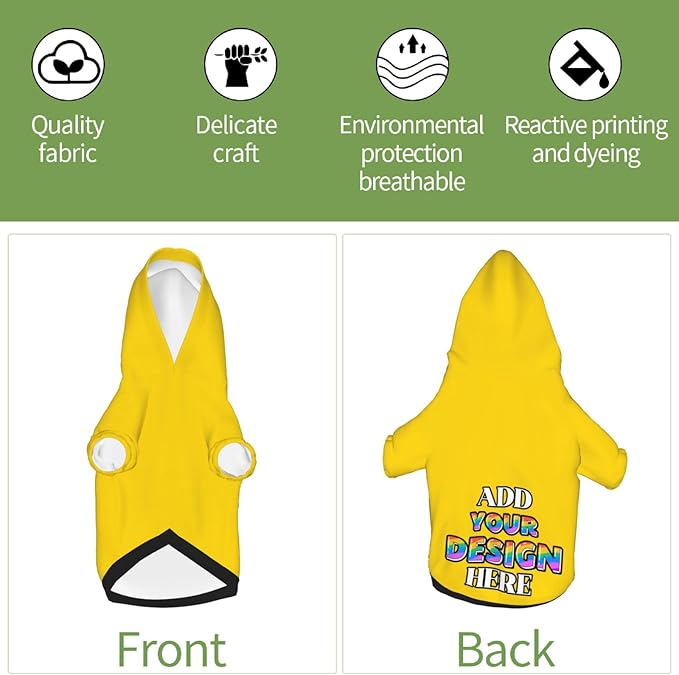 Custom Dog Hoodie Personalized Dog Sweatshirt, Dog Clothes for Small Dogs Customizable, Gold, XXL, Ropa para Perros Pequeños Customized Pets Puppy Clothes, Personalized Gifts