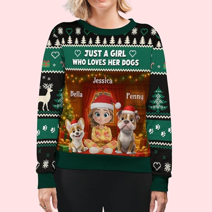 Wrappiness A Girl And Her Dog Christmas Sweatshirt - Cozy Unisex Fit Custom Shirt - Cute for Women Pet Lovers