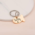 Anavia Small Size Dog Cat ID Tags, Small/XS Personalized Color Plated Stainless Steel Puppy Kitten Name Tags, Customized Engraved Nameplate Pet Collar Tag (Blue, Fish)