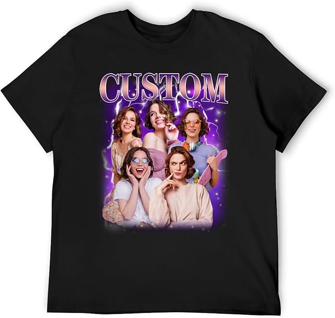 M YESCUSTOM Custom Funny Tshirts for Men Women Personalized Face Tshirt with Picture Customized Tee Gift for Dad Mom Husband