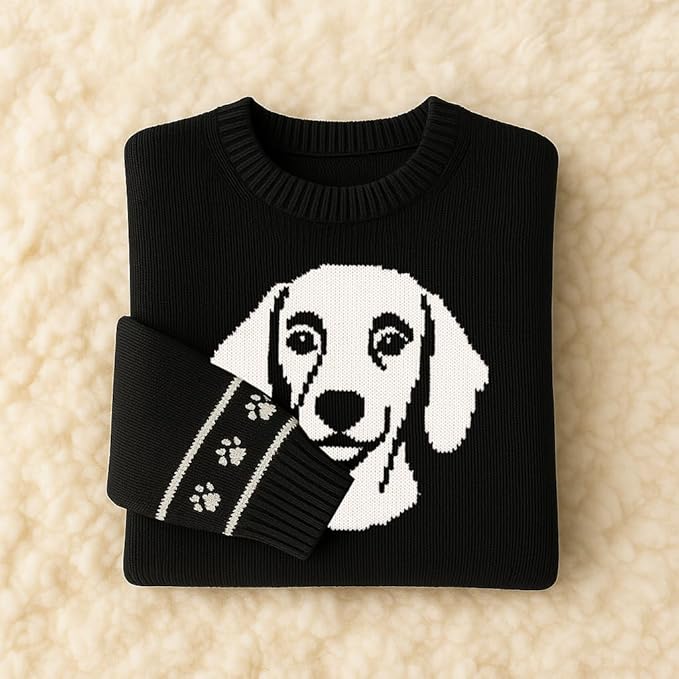 Custom Dog Knit Sweater for Women Personalized Pet Paw Print Pullover Dog Mom Gift Christmas for Pet Lovers