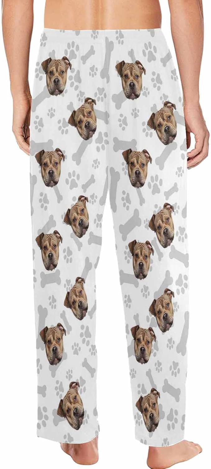 MyPupSocks Custom Pet Face Pajamas Pants Photo Pajama Bottoms for Men S-XXL