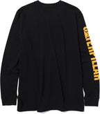 Caterpillar Trademark Banner Long Sleeve Tee Shirts for Men with Center Back Neck Wire Management Loop and Cat Workwear Logo