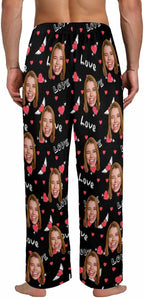 Artsadd Personalized Christmas Pajama Pants Socks for Men Custom Photo Pajama Bottoms for Men S-XXL