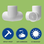 6Pack PVC Fittings 1-1/2Inch 3 Way, Furniture Grade Elbow Pipe Fittings for 1-1/2Inch PVC Pipe, Pipe Fitting Connector for Build Furniture Structures Garden Enclosures Dog Agility Jumps Greenhouse