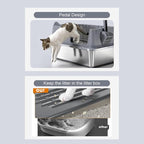 Stainless Steel Cat Litter Box, Open Top High-Sided Metal Litter Box with Scoop, Extra Large Litter Boxes for Kitty Kitten and Big Cats, Anti-Urine Leakage, Non-Sticky, Easy to Clean (Grey)
