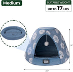 BALANCE Cat Beds for Indoor Cats, 2-in-1 Cat Bed Cave with Anti-Slip Bottom and Ultra-Soft Plush, Cozy Cats House Tent for Kittens and Small Dogs, 21 Inches, Blue