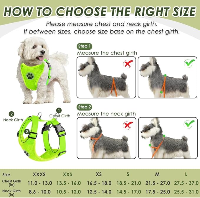 SlowTon Dog Seat Belt Harness for Car, Dog Car Harness Adjustable Mesh Breathable & Dog Seatbelt Safety Tether with Elastic Bungee for Small Medium Large Pets(Lime, Double Clip, XXS)