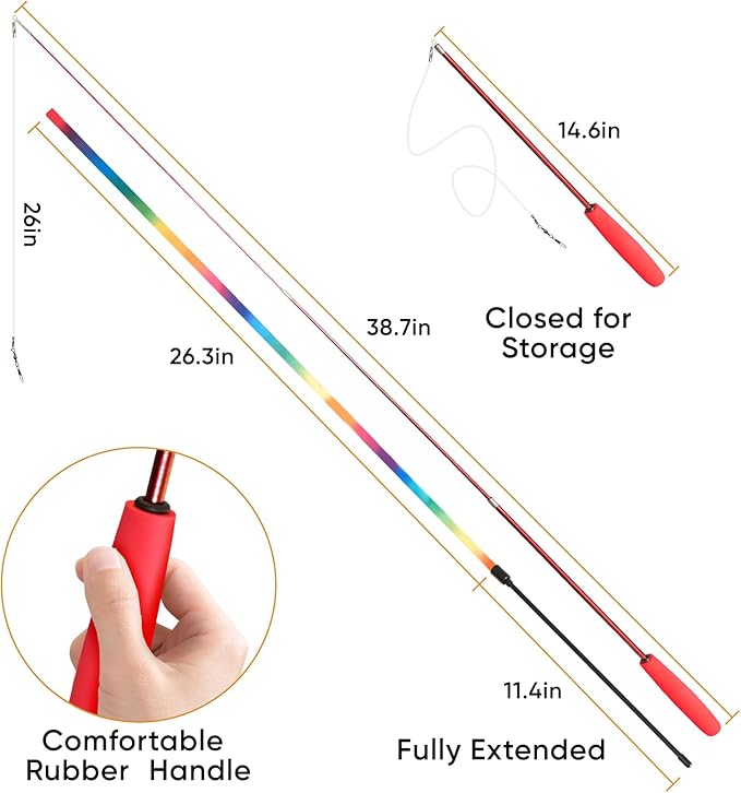 Cat Toys for Indoor Cats, 13 Packs Interactive Cat Wand Toy Set with Feather Toys & Teasers, Fun Cat Toys for Exercise, Playtime and Boredom Relief