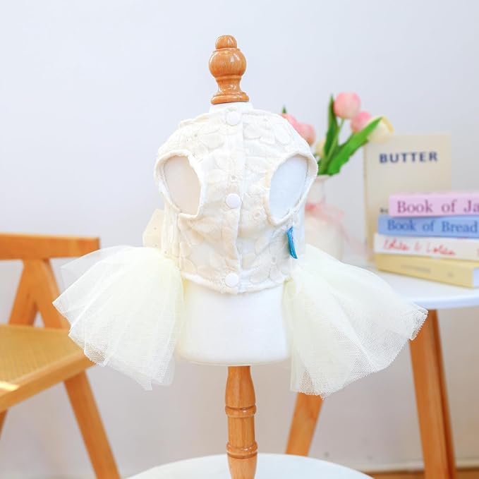 Fashion Sweet Puppy Dog Blingbling Princess Skirt Pet Dog Lace Cake Camisole Tutu Dress C-White XL