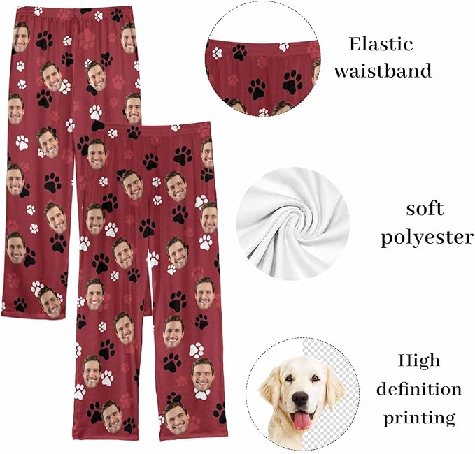 Custom Couple Pajama Pants Sock with Funny Face, Personalized PJ Anniversary Birthday Women Men Pants