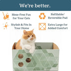 Extra Large Cardboard Cat Scratcher with Refillable Double-Sided Scratch Pad, No‑Mess Cat Scratching Box for Indoor Cats