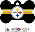 GoTags Personalized Pittsburgh Steelers Dog Tag, Brass Metal Bone Shape Pet ID Tag Engraved with Name and Custom Text, Every NFL Football Team Pet Apparel (Large)