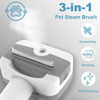 Pet Steam Brush for Dogs & Cats – Self Cleaning, 3 in 1 Hair Removal Comb Steam for Thinning & Grooming for Long & Short Haired Pets, Includes Pet Essence