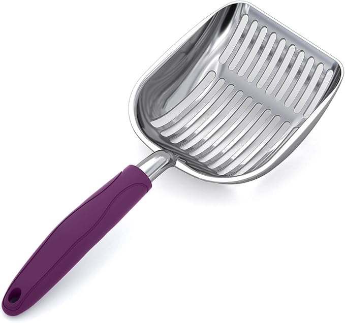 WePet Cat Litter Scoop, Aluminum Alloy Sifter, Kitty Metal Scooper, Deep Shovel, Long Handle, Poop Sifting, Kitten Pooper Lifter, Durable, Heavy Duty, for Litter Box