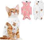 Coppthinktu 2 PCS Cat Recovery Suit Female Cat Onesie for Cats After Surgery Spay Abdominal Wounds, Kitten Recovery Suit Female Breathable E-Collar Alternative Kitten Onesie Anti Licking Large