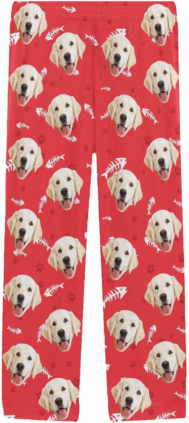 MyPupSocks Custom Pet Face Pajamas Pants Photo Pajama Bottoms for Men S-XXL