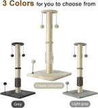 PEEKAB 32" Tall Cat Scratching Post Sisal Rope Scratch Posts with Hanging Ball and Self-Massage Brush Vertical Scratcher for Indoor Cats and Kittens(Beige 32inches)