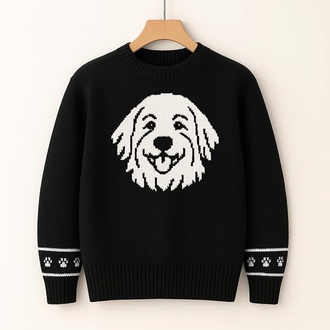 Custom Dog Knit Sweater for Women Personalized Pet Paw Print Pullover Dog Mom Gift Christmas for Pet Lovers