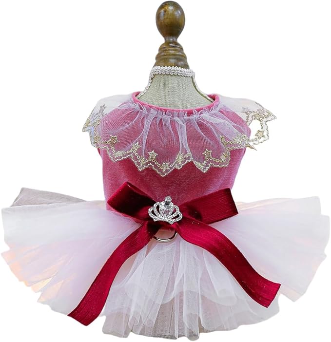 Fashion Sweet Puppy Dog Blingbling Princess Skirt Pet Dog Lace Cake Camisole Tutu Dress D-red S