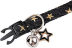 BoomBone Star Charm Studded Cat Collar Breakaway with Bell,Black Puppy Collars for Small Dogs