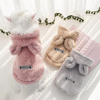 Selena Cat Bunny Ears Costume Cute Dog Kitten Hoodies Sweater Rabbit Ears Puppy Pet Apparel (Small,Pink)