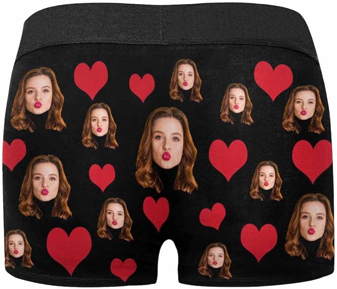 M YESCUSTOM Custom Faces Funny Short Briefs Gift for Husband Underwear
