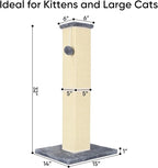 32" Tall Cat Scratching Post for Large Indoor Cats & Kittens, Cat Scratcher with Extra Large Stable Base and Natural Sisal, Sturdy Cat Scratch Post to Protect Furniture & Couch, Grey