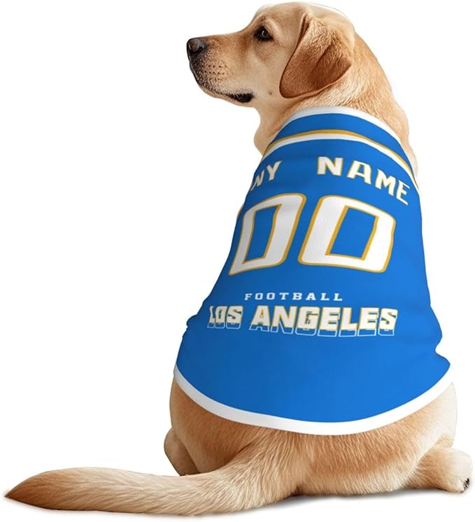 Los Angeles Custom Pet Jersey Dog Clothes Jersey Various Sizes Customized Any Name & Number for Small & Middle and Big Dogs
