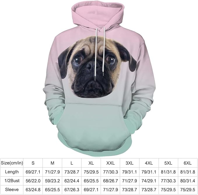 Artsadd Custom Face Unisex athletic Pockets Sweatshirt Loose Hoodie Custom Christmas Long Sleeve Sweatshirt Hooded Pullover