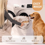 Self-Warming Dog Bed, Plush Faux Fur Mat with Anti-Slip Bottom, Ultra Soft Heated Pet Bed for Medium Large Dogs, Cozy Fluffy Pad for Carriers Couch Crate, Machine Washable, 35 x 27 Inch White