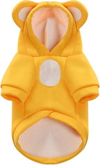 Small Dog Hoodie Soft Warm Fleece Fall Winter Dog Clothes Cute Puppy Sweaters Cat Coat Funny Blank Pullover Doggy Hooded Sweatshirts for Small Dogs Chihuahua Costumes Kitten Outfits(Yellow,M)