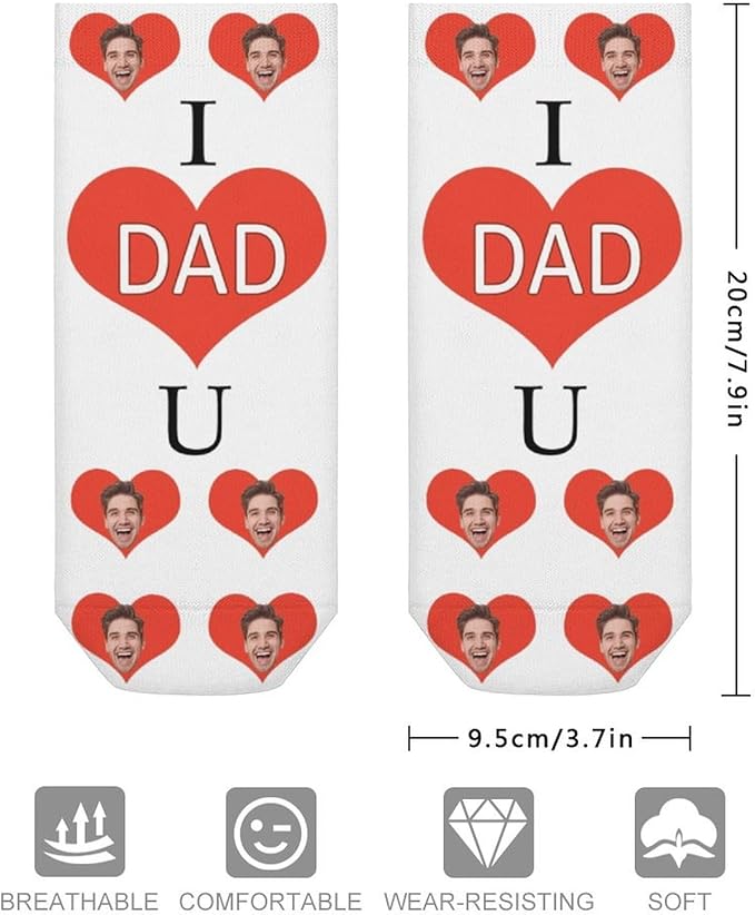 Personalized Ankle Socks with Face Custom Photo Socks Low Cut Ankle Socks Athletic Socks Valentine's Day Gifts for Women Men