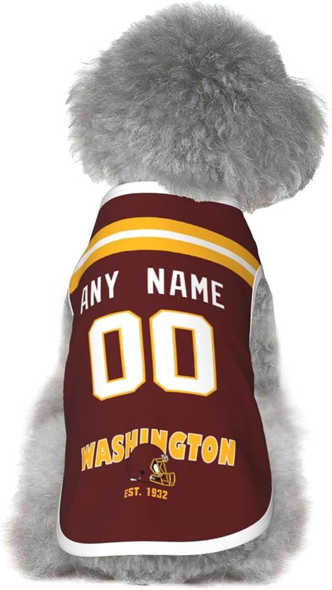 Wash1ngt0n Dog Clothes Jersey Pet Jersey Customized Any Name & Number S-5XL for Small Middle and Big Dogs