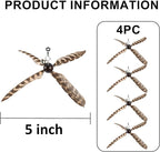 Cat Wand Toys Interactive for Indoor Cats, 4PC 4-Blade Feather Propeller Refills (Wild-Style Brown)