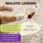Cat Insect Feather Toys Replacement - 2 Pcs Handmade Natural Flies - Cat Toy Wand Refills - Interactive Kitten Teaser Wand Attachments - Cat Toys for Indoor Cats Play