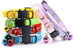 Reflective Cat Collars Breakaway with Bell 2-Pack Girl Boy Pet Kitten Collar with Star Moon Patetrn Adjustable 7.5-12.5 Inch (Red)