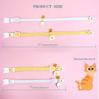 2 Pack Star Cotton Breakaway Cat Collars with Bell Egg Cat Paw Pendant Kitty Kitten Collars Yellow Purple Collar for Female Girl Cats Male Boy Cats