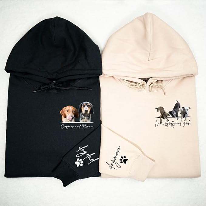 Personalized Embroidered Dog Hoodie, Personalised One-Line Dog Shirt, Unisex Embroidered Dog Hoodie, Dog Lovers Gifts