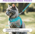 Cat Harness and Leash Set,Escape Proof Kitten Harness,Step in Adjustable Soft Lightweight,Easy Control,Reflective Strips Comfortable for Walking Travel(Ocean Blue,XXXS)