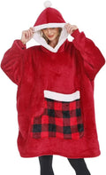 Wearable Blanket Hoodie with Giant Pocket, Soft Warm Sherpa Fleece Oversized Blanket Sweatshirt Gifts for Women Men